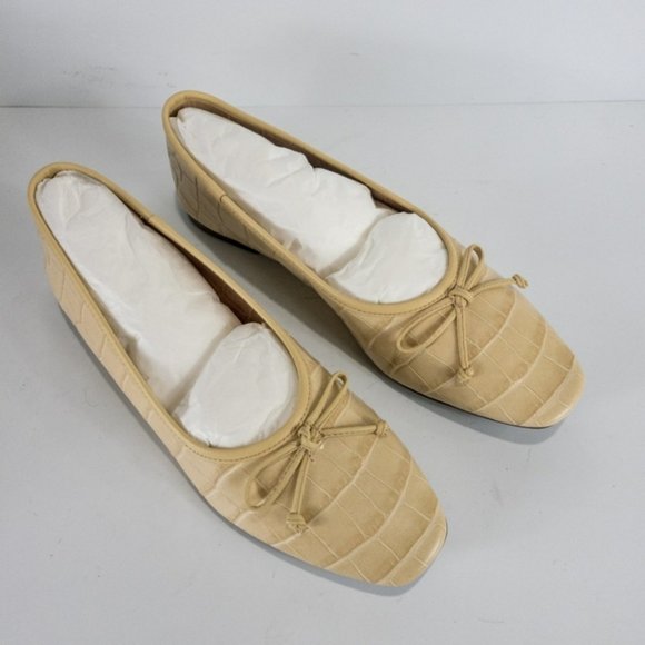 Schutz Arissa Ballet Flats Leather Slip on Almond Buff -8 - Picture 4 of 5